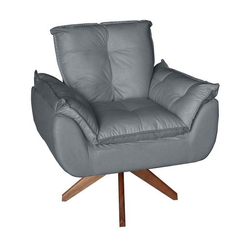 Poltrona/cadeira Decorativa Glamour Opala Com Base Giratória 30cm Em Madeira Cinza