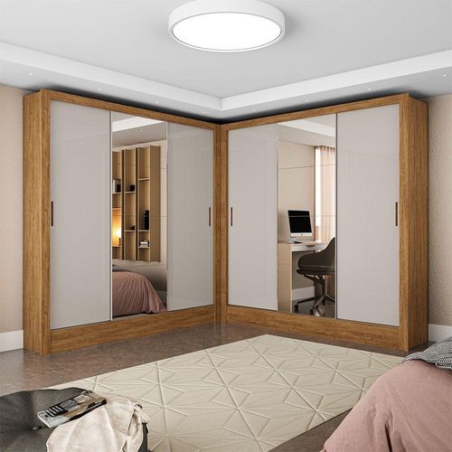 Closet Casal Duplo Fortaleza 6 Portas Plus 12 Prateleiras Cinamomo Com Off White