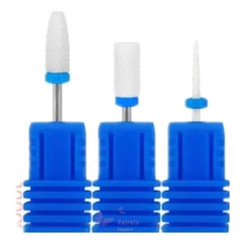 Kit 3 Broca Cerâmica  Unha Gel Acrigel Porcelana