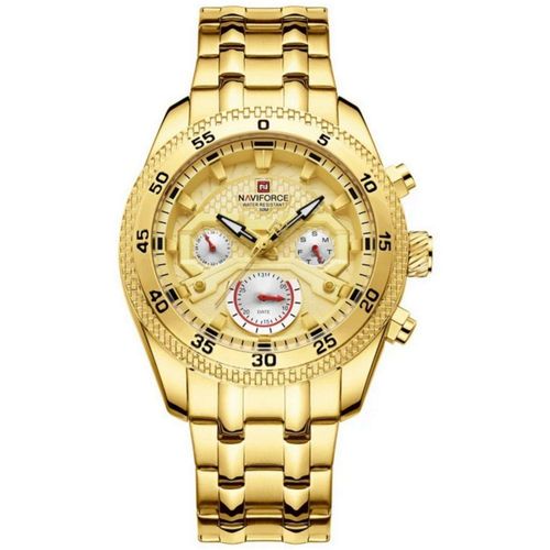 Relógio De Pulso Masculino Com Cronógrafo Mostrador Luminoso Impermeável Dourado