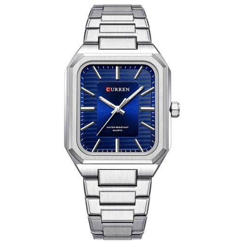 Relógio Masculino Em Aço Inoxidável De Quartzo Casual Impermavel 3atm Azul Prata