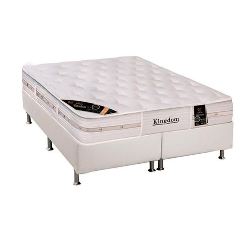 Cama Box King: Colchão Molas Ensacadas Castor Kingdom Aloe Vera + Base White(193X203)