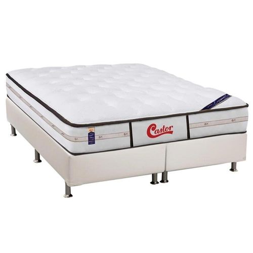 Cama Box King: Colchão Molas Castor Gold Star Vitagel Classic + Base Branco(193X203)