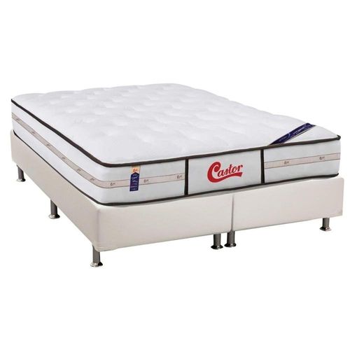 Cama Box King: Colchão Molas Castor Gold Star Vitagel Classic + Base Branco(193X203)