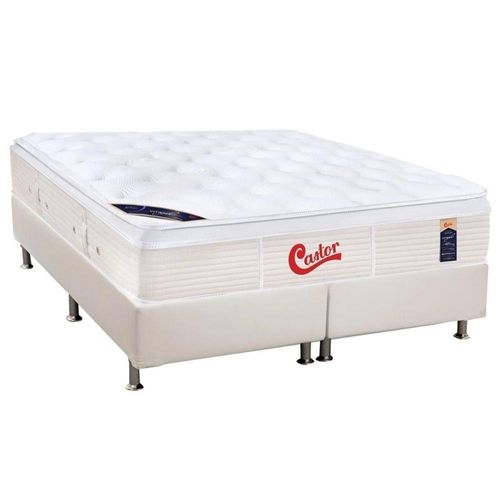 Cama Box King: Colchão Molas Ensacadas Castor Gold Star Vitagel + Base Branco(193X203)