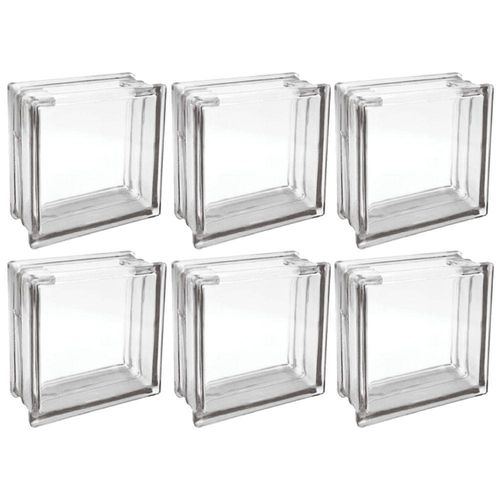 Kit 6 Bloco De Vidro Incolor C/ Furo 19x19x8 Tradestar