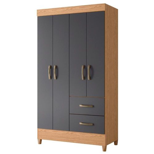Guarda Roupa Mobi 4 Portas E 2 Gavetas Freijó/titanium - Móveis Albatroz Freijó/titanium