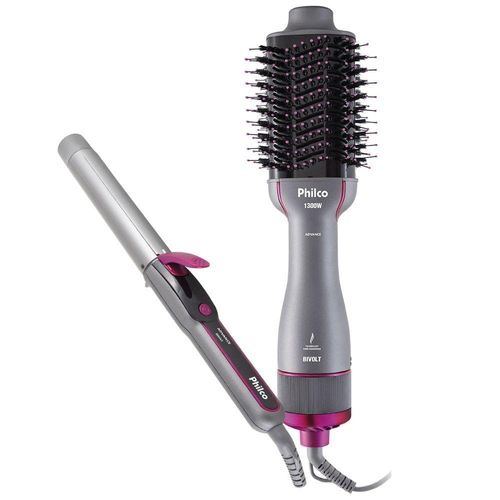 Kit Philco Escova Secadora E Cacheador PKT3000 Bivolt