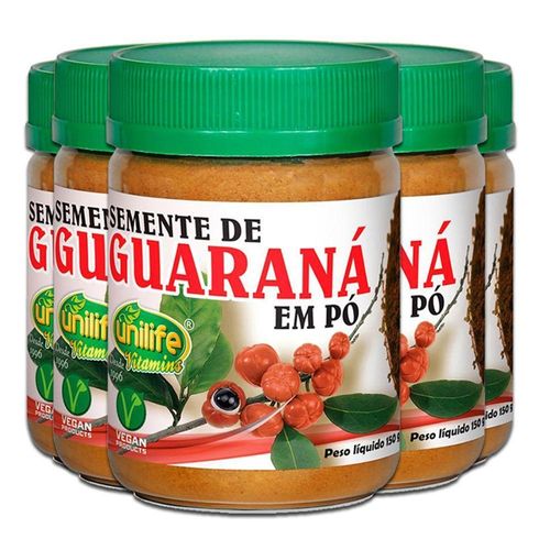 Kit 5 Guaraná Em Pó Puro 150g Unilife