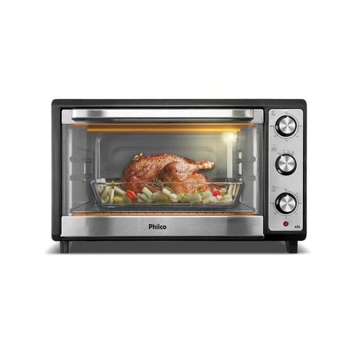 Forno Elétrico Philco 65L Dupla Resistência Bancada Preto PFE65 220V
