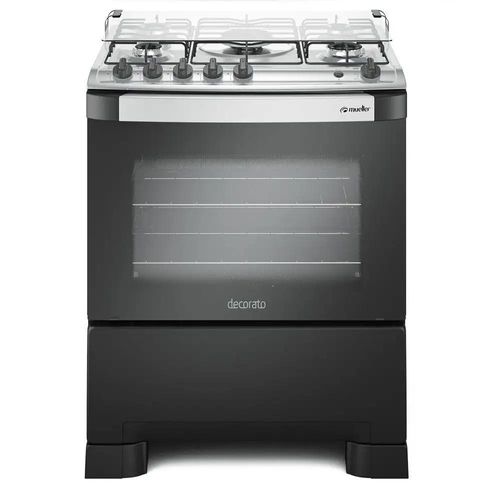 Fogão Mueller 5 Bocas DeCOLORato Tripla Chama Preto Bivolt