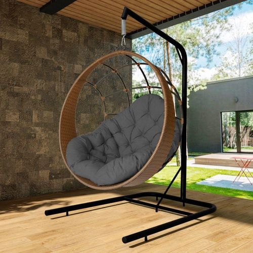 Cadeira Balanço Ninho Suspenso Com Suporte E Almofada Argila-cinza