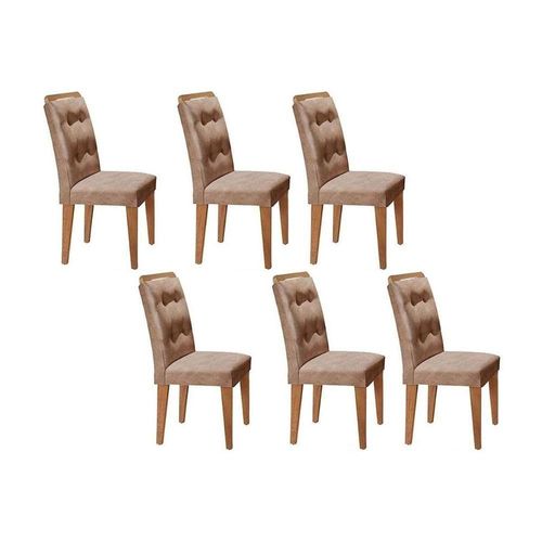 Cadeira De Cozinha Imperatriz Kit 6 Un Casal Suede Capuccino Rufato
