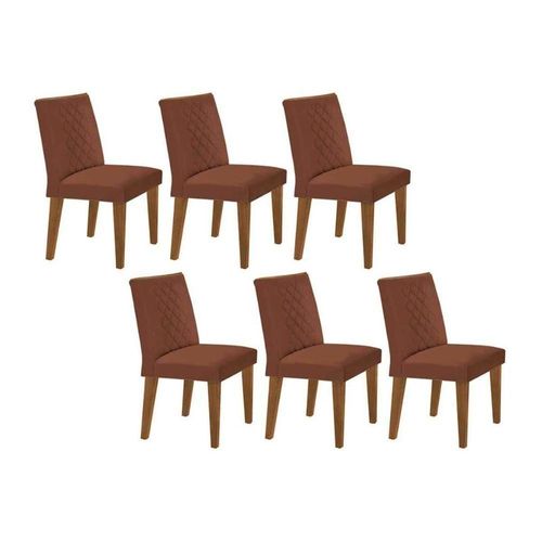 Kit 6 Cadeiras Sala Jantar Jade 6 Un Capuccino Suede Marrom Rufato