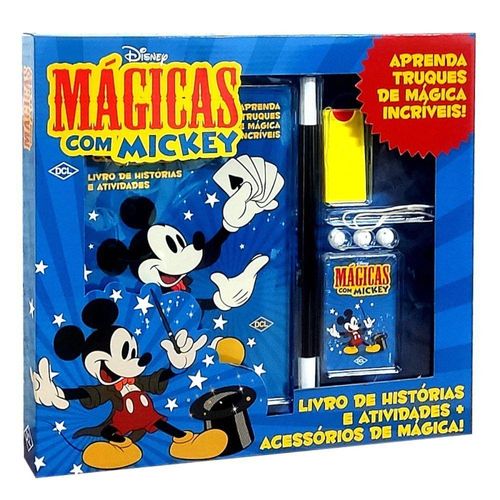 Kit Magicas Mickey Livro Truques Varinha Cartas Bolinhas