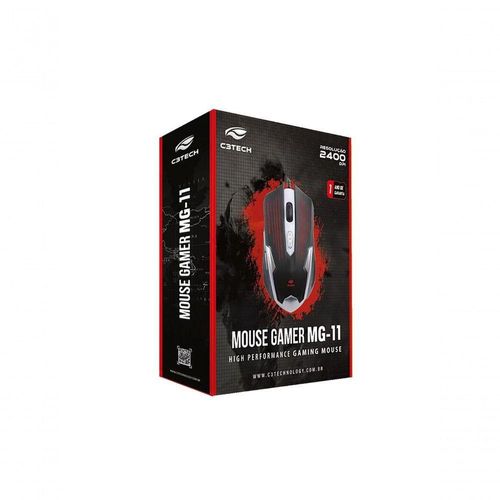 Mouse Otico Gamer C3tech Mg-11bsi Preto E Prata