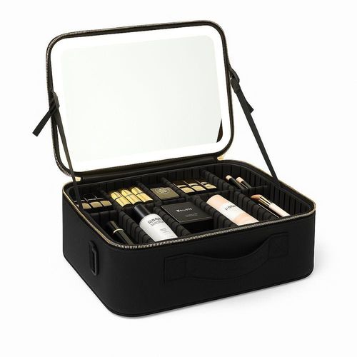 Maleta De Maquiagem Profissional Com Espelho Iluminado Led – Portátil, Usb Recarregável E Organizador Interno