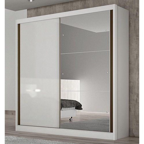 Guarda Roupa Solteiro Ambiente Dante 2 Portas Neve Com Espelho – Horizonte