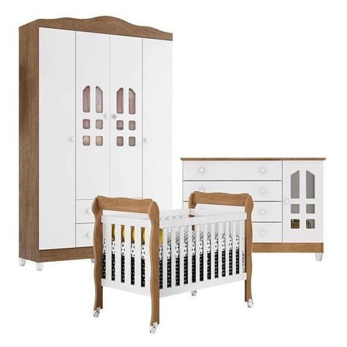 Quarto De Bebê New Selena 4 Portas Com Berço Lila E Cômoda Gran Selena Branco Acetinado Amadeirado – Carolina Móveis