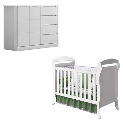 Berço Americano Danny E Cômoda Infantil Eloá Branco Acetinado – Phoenix Baby