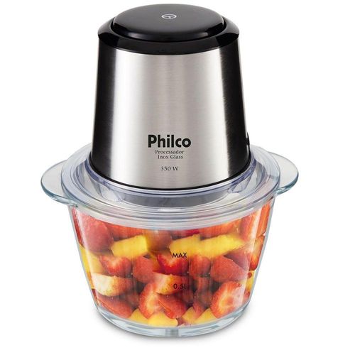 Processador Philco Inox Glass 1,2L 350W Função Pulsar PPS01I 110V