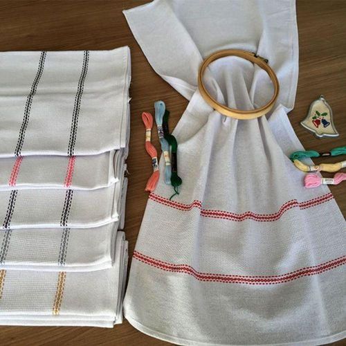 Pano De Prato Lomaer Sacaria Barra Etamini P/bordar 12 Unds Branco