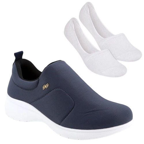 Kit Tênis Usaflex Slip On Elastano Feminino + Meia