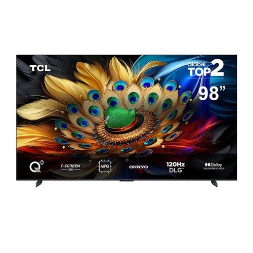 Smart TV 98 TCL QLED 4K Ultra HD 98C655 com Sistema Operacional Android TV, Processador AIPQ, Dolby Vision Atmos, Design Sem Bordas, USB e HDMI