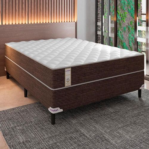 Cama Box de Casal Portobel Roma com Molas Ensacadas 60x138x188cm - Branco/Marrom