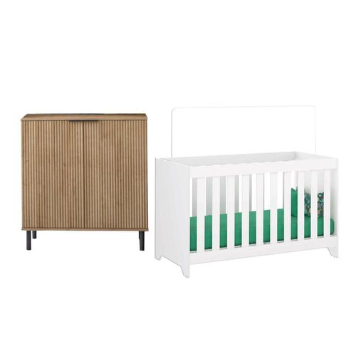 Berço Multifuncional 3x1 + Cômoda Ditália 4 Gavetas BBI-51 DM-239 Riviera