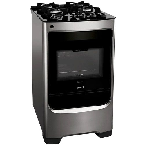 Fogão 4 Bocas Consul CFO4VAR com Mesa de Vidro e Acendimento Automático Bivolt - Inox
