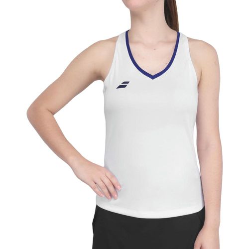 Regata Babolat Play Tank Top Branca e Azul