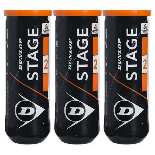 Bola de Tênis e Beach Tennis Dunlop Stage 2 Laranja Pack com 03 Tubos