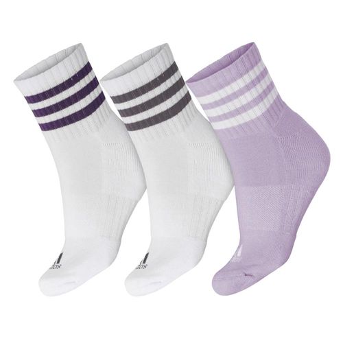 Meia Adidas Cano Baixo Cushioned Sportswear 38 ao 40 - Pack Com 3 Pares - Branco e Lilás