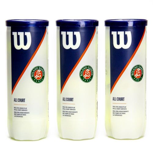 Bola de Tênis Wilson Roland Garros All Court - Pack com 3 Tubos