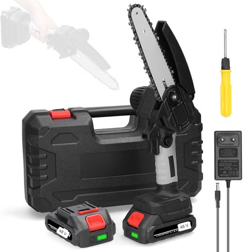 Mini Motoserra Elética Portátil Potente Bateria Recarregável Serra Poda Galho Bateria 2X48V - Bivolt