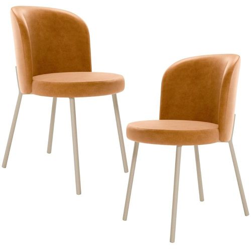 Kit 2 Cadeiras Sala de Jantar Estofada Gavi Arena L02 Couríssimo Whisky - Lyam Decor