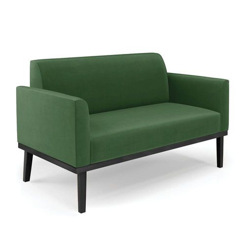 Sofá Namoradeira Base De Madeira Fixa Preto Marisa Suede Verde D03 - D'Rossi