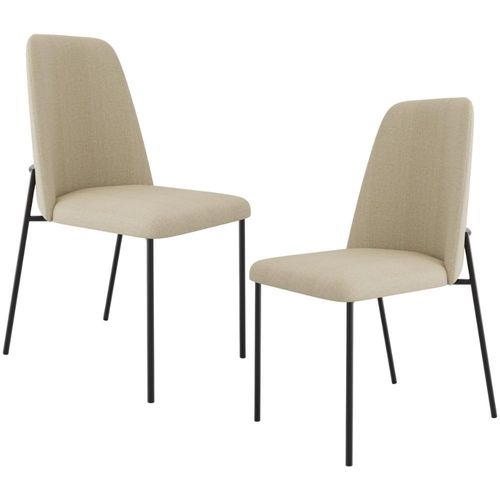 Kit 02 Cadeiras Decorativa Estofada Para Sala De Jantar Bella L02 Linho Bege Escuro - Lyam Decor