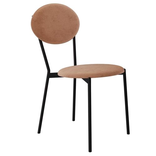 Cadeira Estofada Para Sala de Jantar Azuri Preto C01 Veludo Bege - Lyam Decor