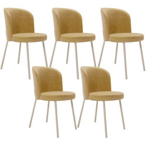 Kit 5 Cadeiras Sala de Jantar Estofada Gavi Arena L02 Couríssimo Fendi - Lyam Decor