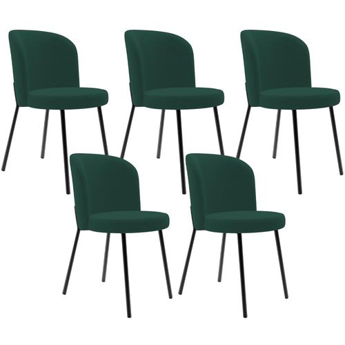 Kit 5 Cadeiras Sala de Jantar Estofada Gavi L02 Suede Verde Musgo - Lyam Decor