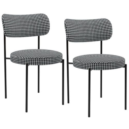 Kit 02 Cadeiras Estofadas Para Sala De Jantar Louise L02 Pied Poule - Lyam Decor