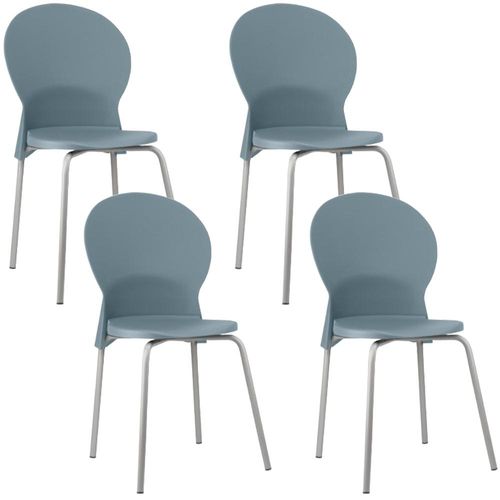 Kit 04 Cadeiras Para Sala De Jantar Cozinha Mond F02 Base Aço Cinza Azul - Lyam Decor