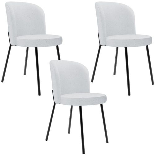 Kit 3 Cadeiras Sala de Jantar Estofada Gavi L02 Linho Cinza - Lyam Decor