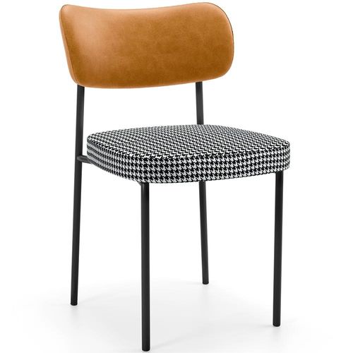 Cadeira Decorativa Estofada Para Sala de Jantar Melina L02 Couríssimo Whisky Pied Poule - Lyam Decor