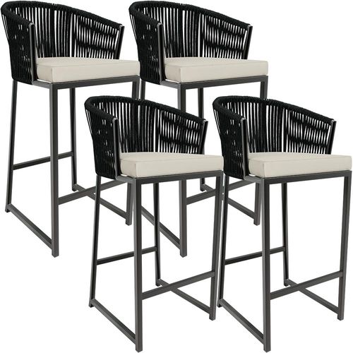 Kit 04 Banqueta Para Área Gourmet Cozinha Varanda Corda Náutica Sunset D04 Preto - Lyam Decor