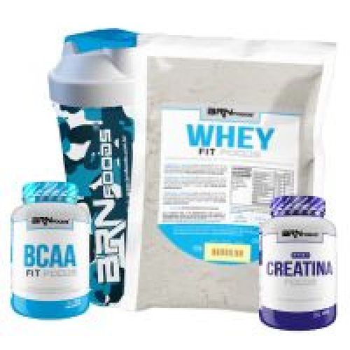 Kit Whey Protein 500g + BCAA 100g + Premium Creatina 100g + Coqueteleira - BRN Foods