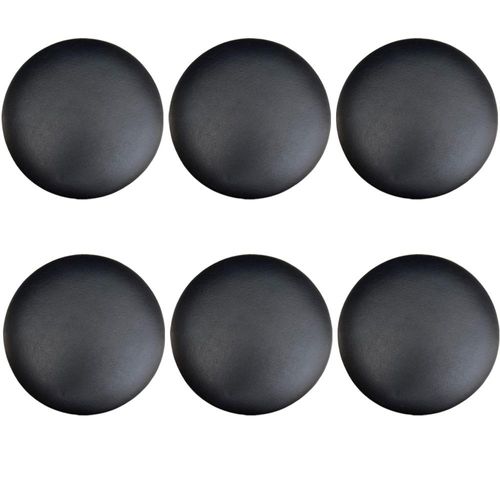 Kit 06 Assentos Redondo Banqueta Cadeira Estofados Poltronas H02 Corino Preto 35 cm - Lyam Decor