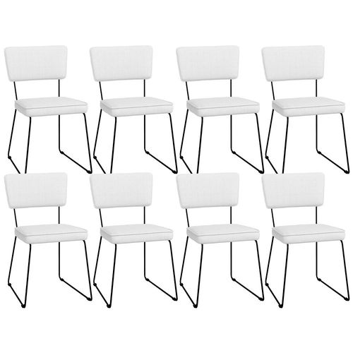 Kit 08 Cadeiras Decorativas Para Sala De Jantar Allana L02 Facto Branco - Lyam Decor